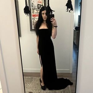 NWT Unholy Fang and Majesty Long Velvet Strapless Maxi Dress with Train XS GOTH